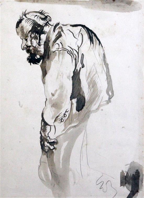 Attributed to Frank Brangwyn Study of a bearded man, 10.5 x 8in.